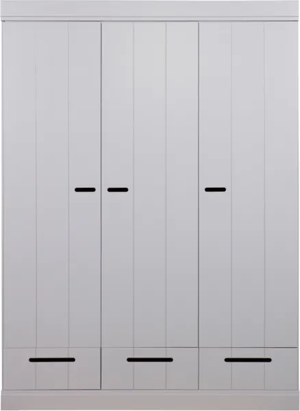 Connect, Kleiderschrank, 3 Türen und 3 Schubladen, grau, H195x53x140 cm, Kiefer