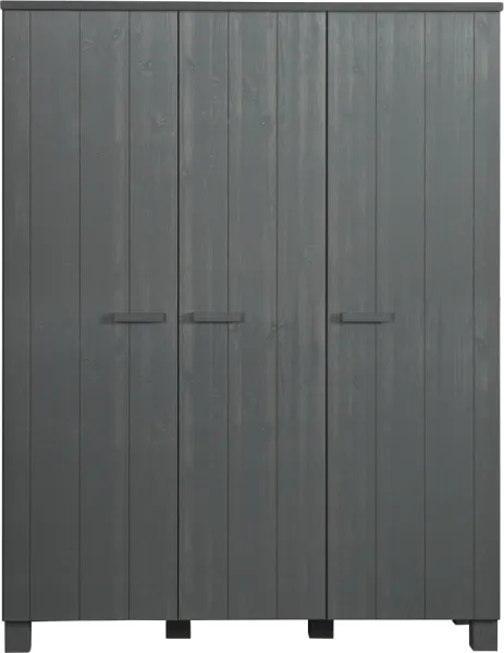 Dennis, Kleiderschrank, dunkelgrau, H202x55x158 cm, Kiefer