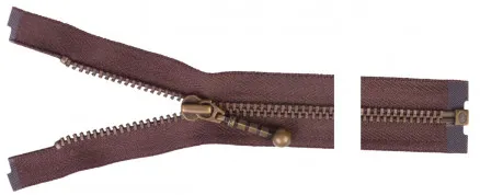 YKK Teilbarer Reißverschluss Antikmessing 60cm 4mm Braun