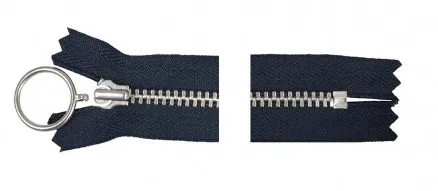 YKK Reißverschluss Aluminium Fest m/Ring 35cm 4mm Marineblau