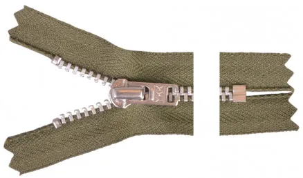 YKK Reißverschluss Aluminium 12cm 4mm Armeegrün