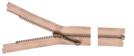 YKK Teilbarer Reißverschluss Antikmessing 30cm 4mm Beige